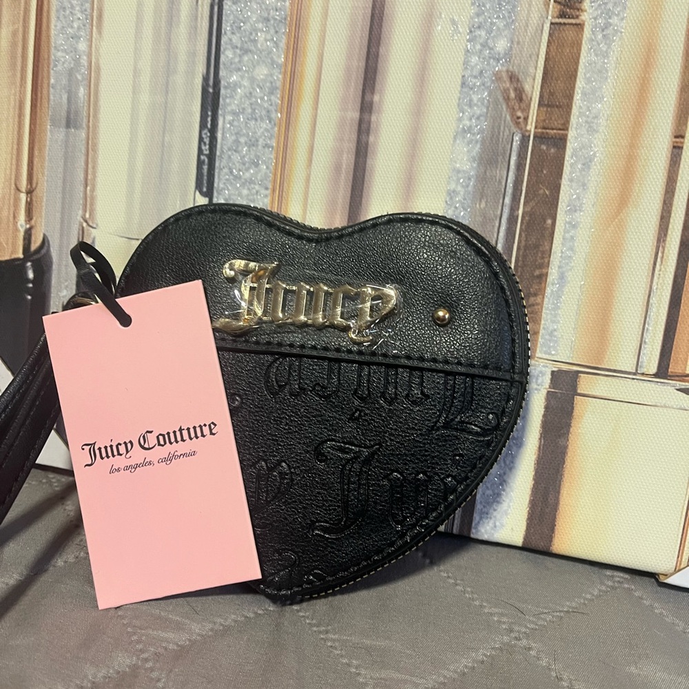 Juicy Couture Black Heart-Shaped coin or lippie wallet